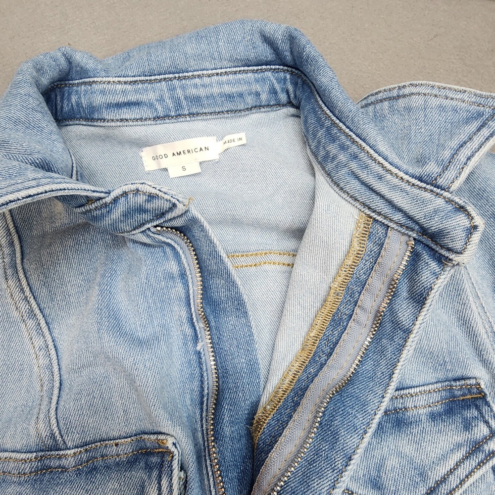 Good American Denim Jumpsuit Light Blue Utility Boiler Suit Womens Size S - Picture 4 of 9
